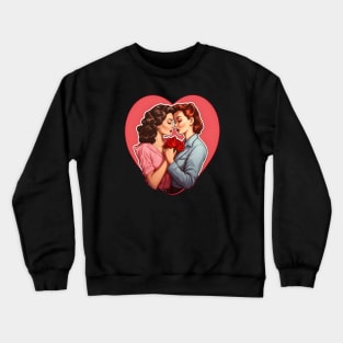 Retro comic lesbian couple Girls love Crewneck Sweatshirt